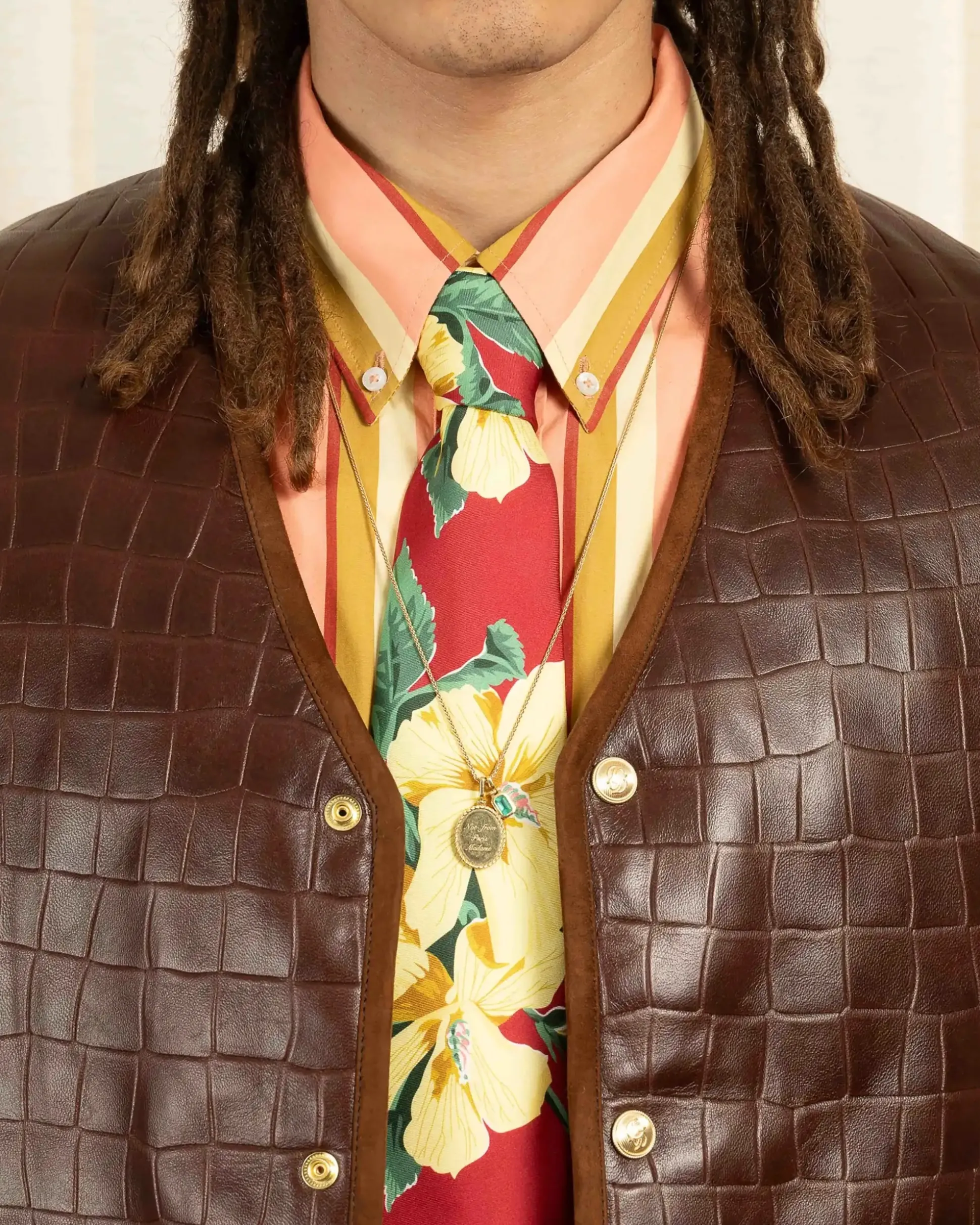 Le Gilet Cuir Croco